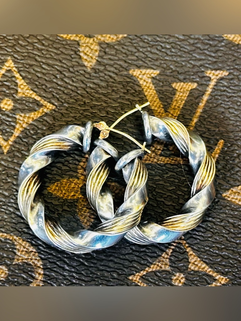 Peter Brams Designs Sterling Silver/14 Karat Yellow Gold Hoops For Pierced Ears